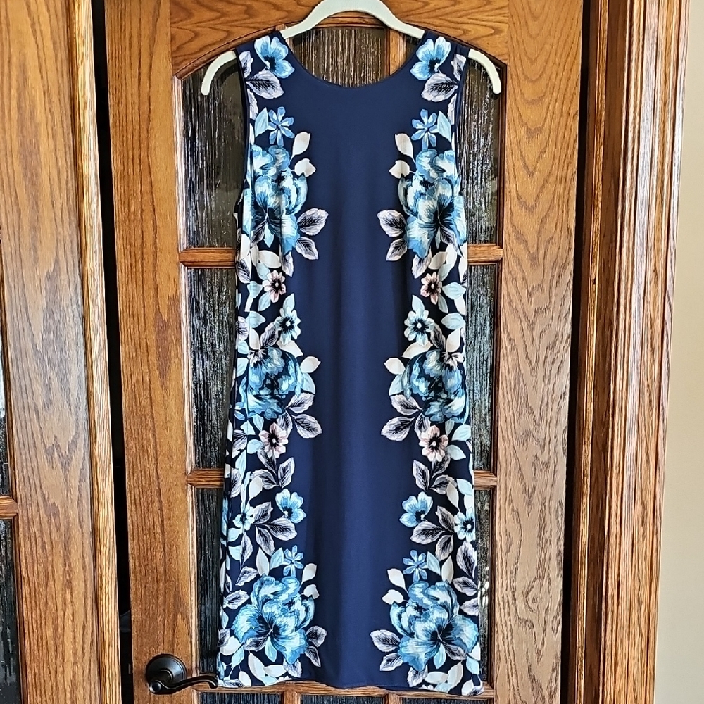 White House Black Market Navy Floral Panel Mini Dress
